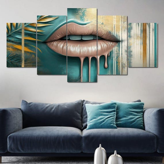 Golden Elegance Lush Essence Glam Decor Wall Art Home Decor Tropical Multi Panel Bold Colors By Nichecanvas