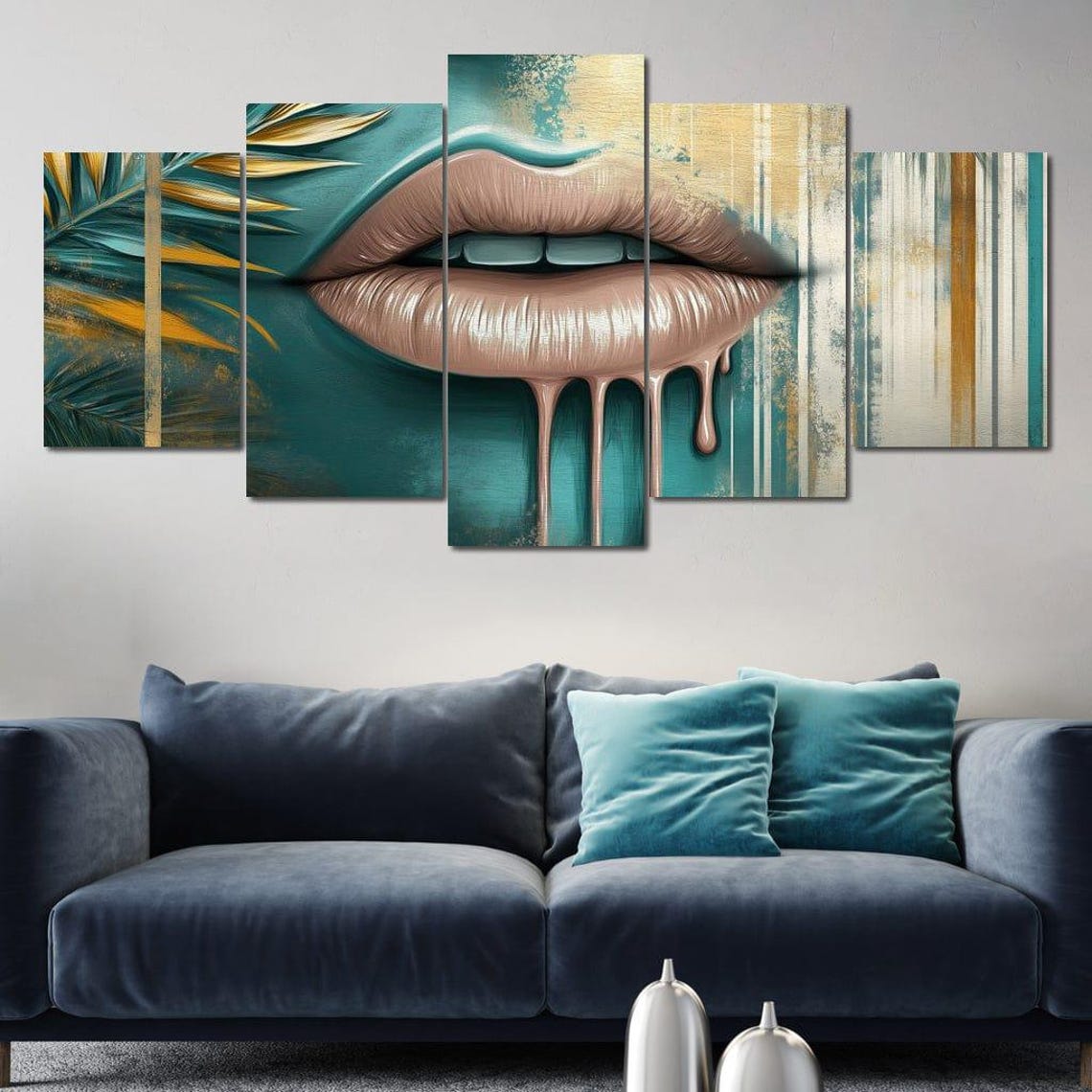 Golden Elegance Lush Essence Glam Decor Wall Art Home Decor Tropical Multi Panel Bold Colors By Nichecanvas