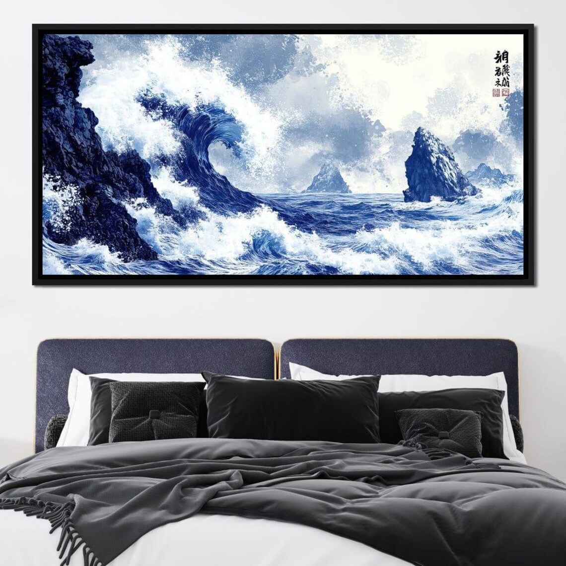 Great Wave Blue Ocean Seascape Japanese Style Crashing Wave Art Print - Image 4
