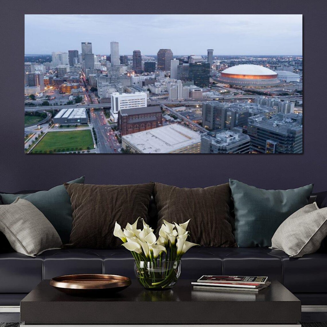 New Orleans Skyline Dusk Superdome Downtown Aerial Cityscape Poster - Image 3