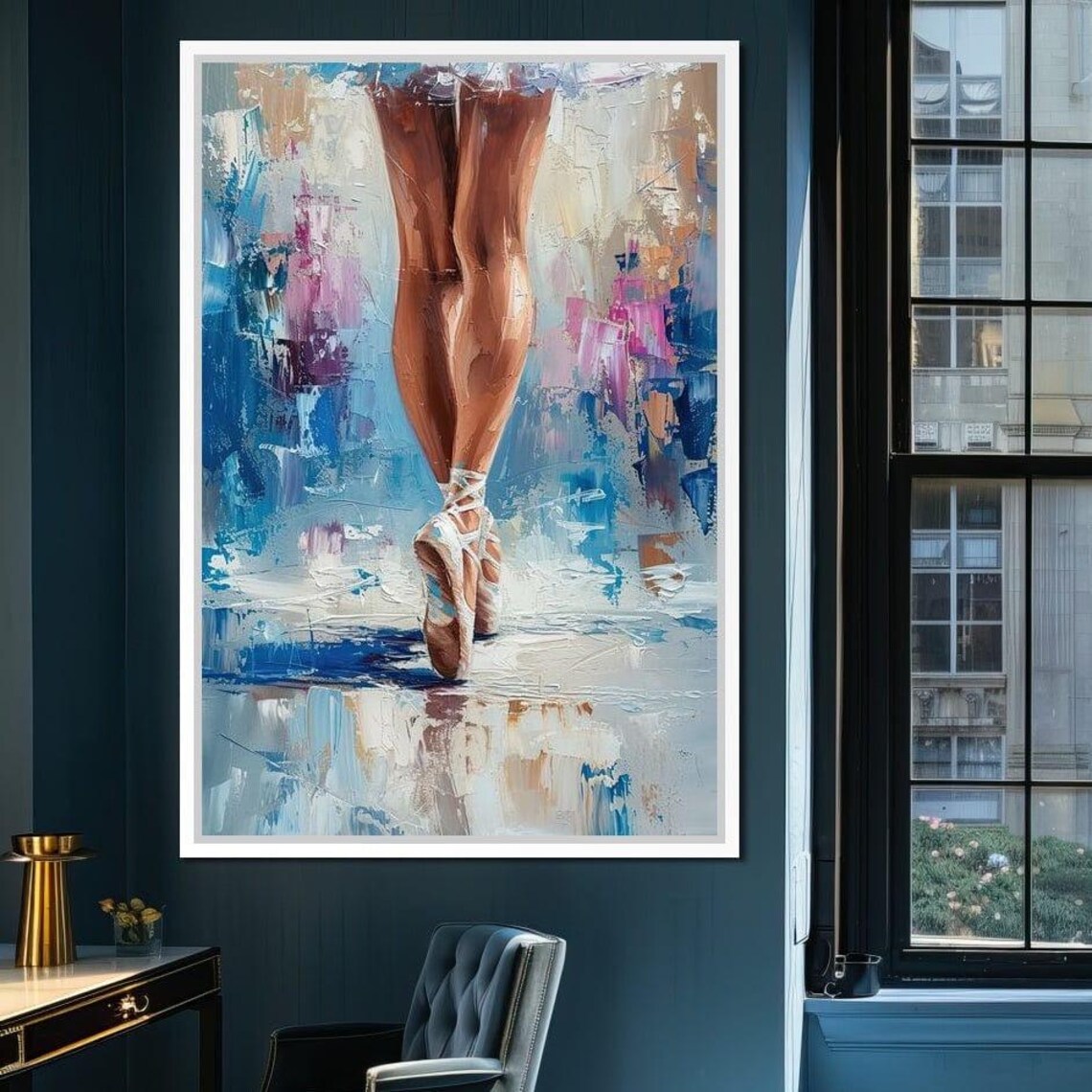 Ballerina En Pointe Pastel Blue Dream Dance Legs Artistic Wall Art - Image 4
