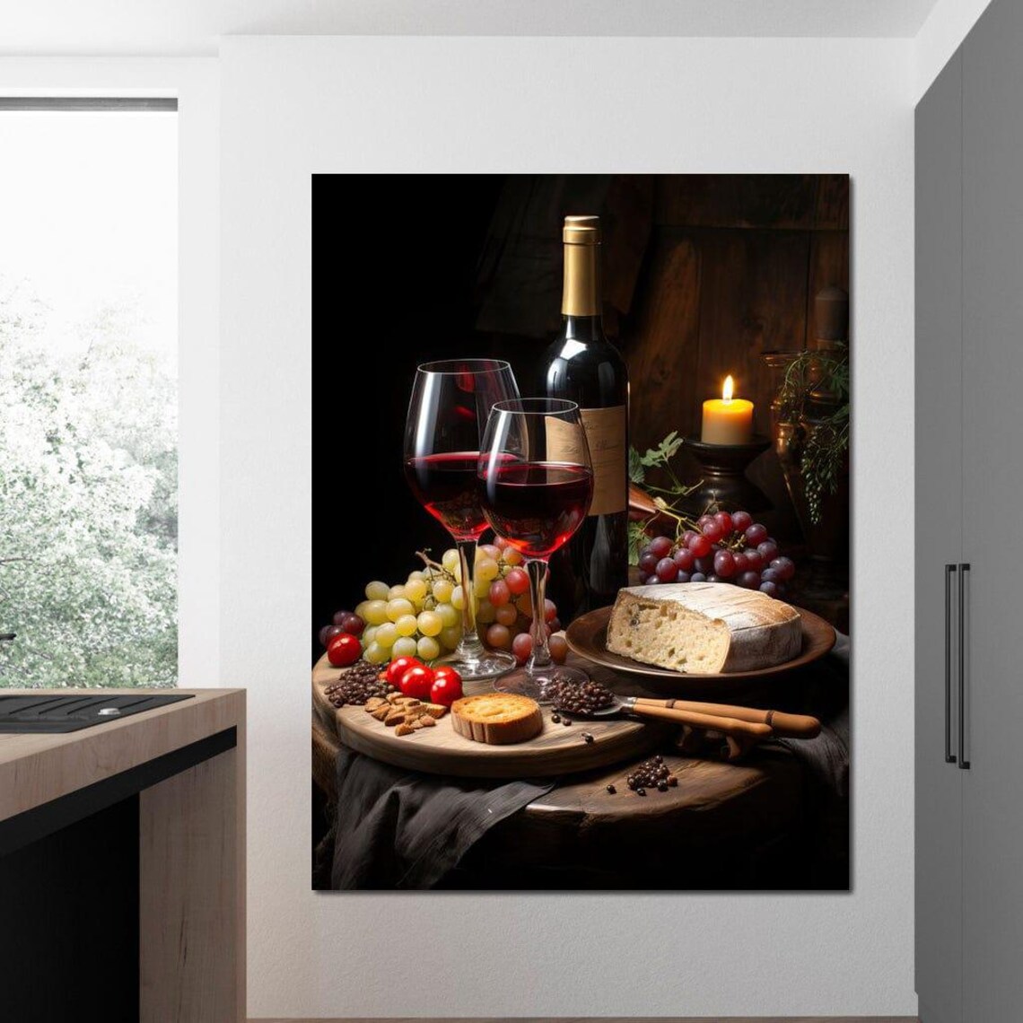 Wine and Cheese Banquet Rustic Kitchen Art Print - Image 4