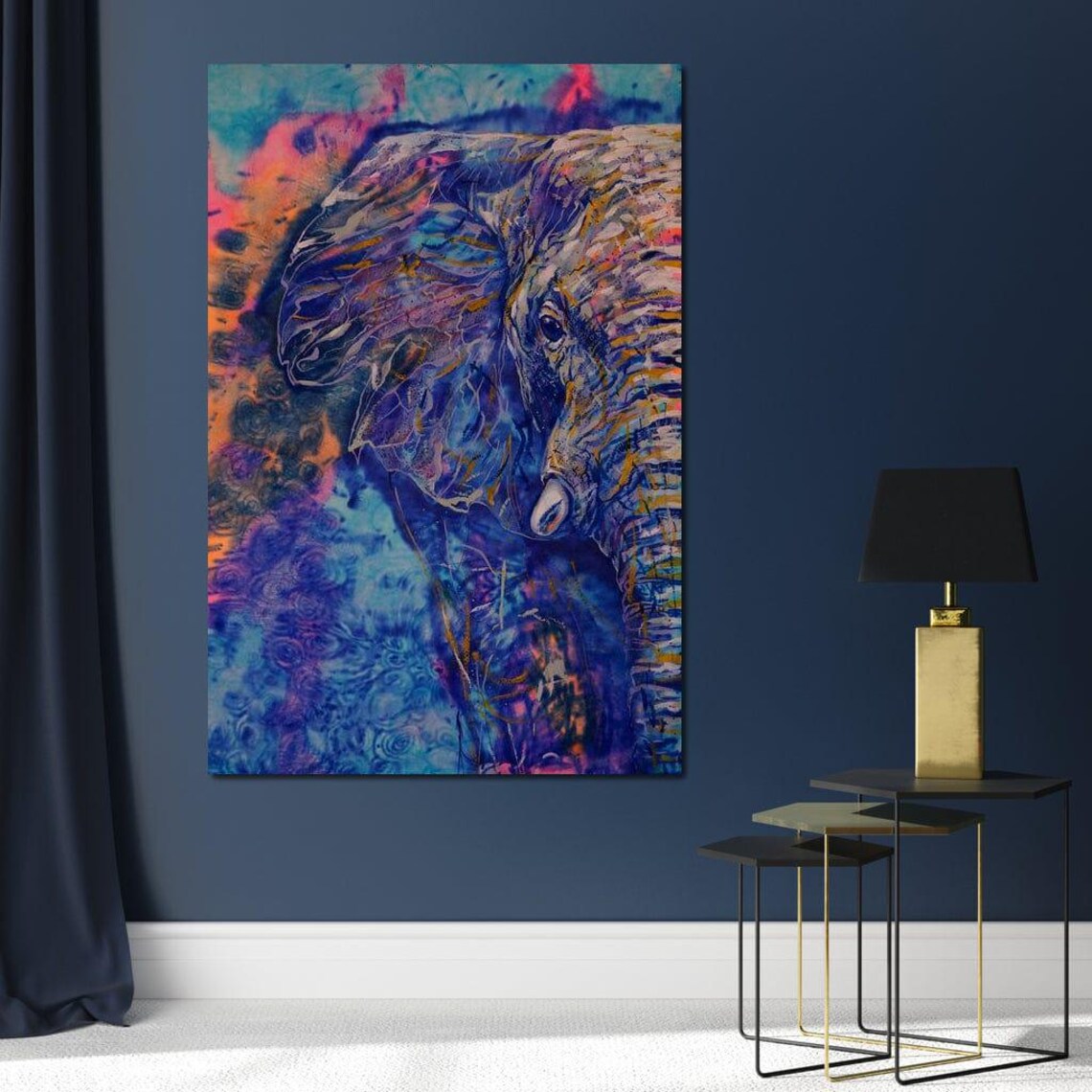 Blue Elephant Abstract Painting Colorful Wildlife Majestic Animal Wall Poster - Image 4