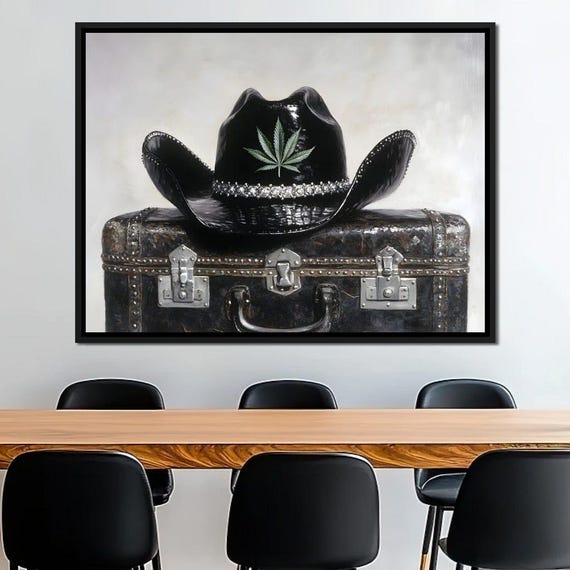 Cowboy Spirit On Vintage Case Western Home Decor Artisan Creation Rustic Wall Art Unique Black Hat Design By Nichecanvas