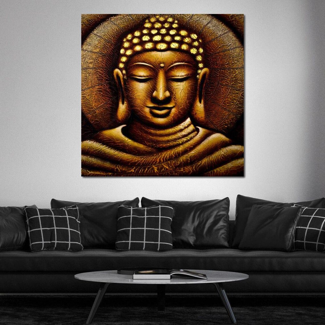 Meditating Golden Buddha Portrait Zen Spiritual Home Decor Poster - Image 2