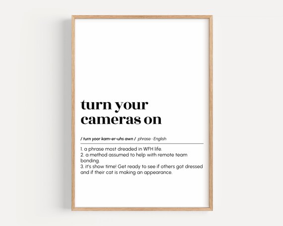 Turn Your Cameras On Funny Definition WFH Remote Work Poster