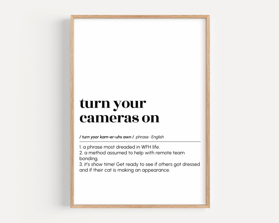 Turn Your Cameras On Funny Definition WFH Remote Work Poster
