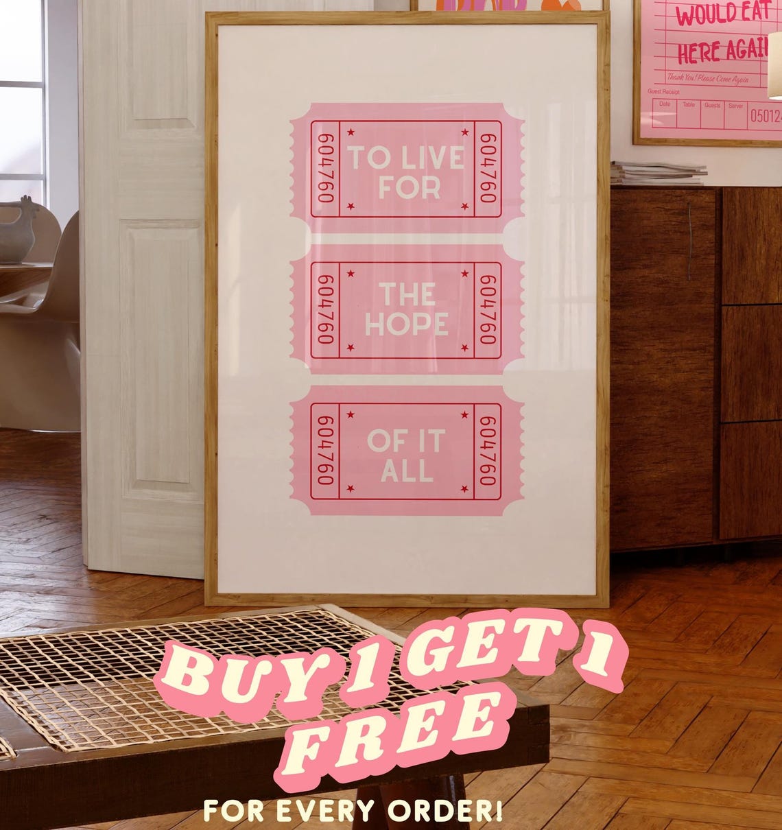 To Live For The Hope Of It All Pink Ticket Stub Concert Quote Poster