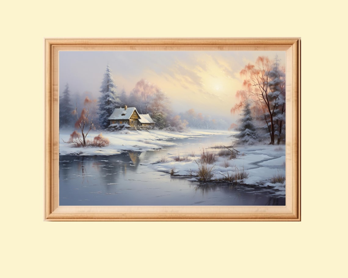 Vintage Winter Landscape, Rustic Holiday Decor