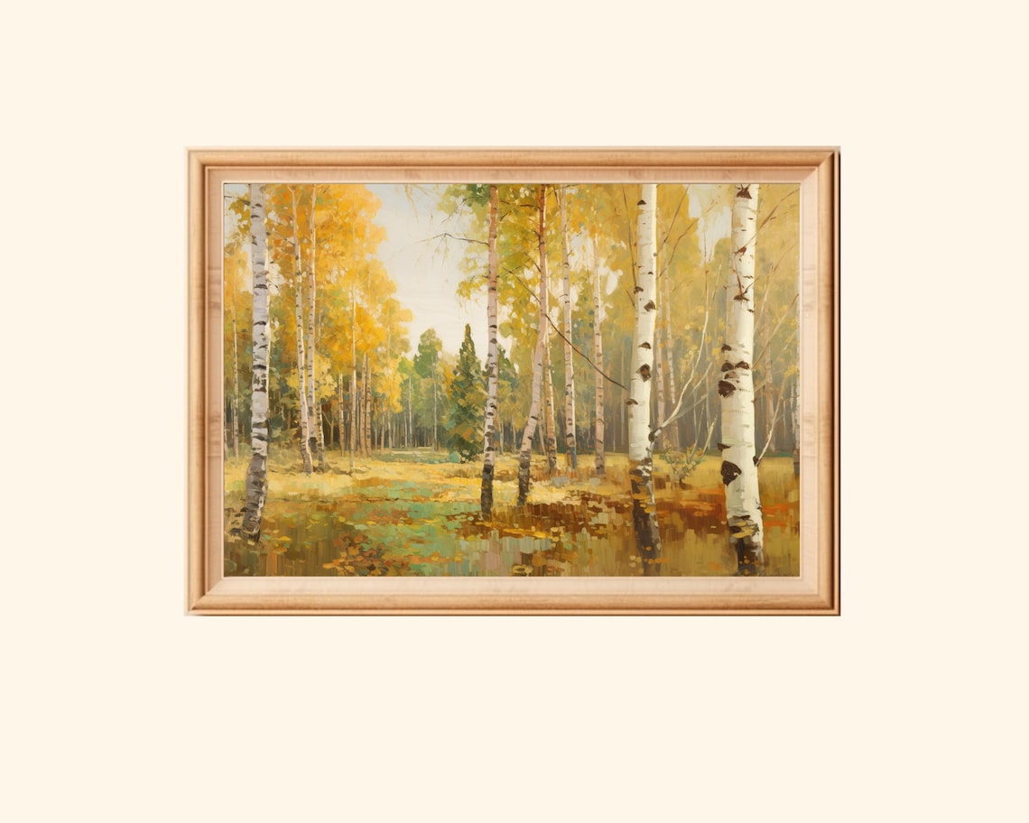 Autumn Forest Landscape, Rustic Nature Print