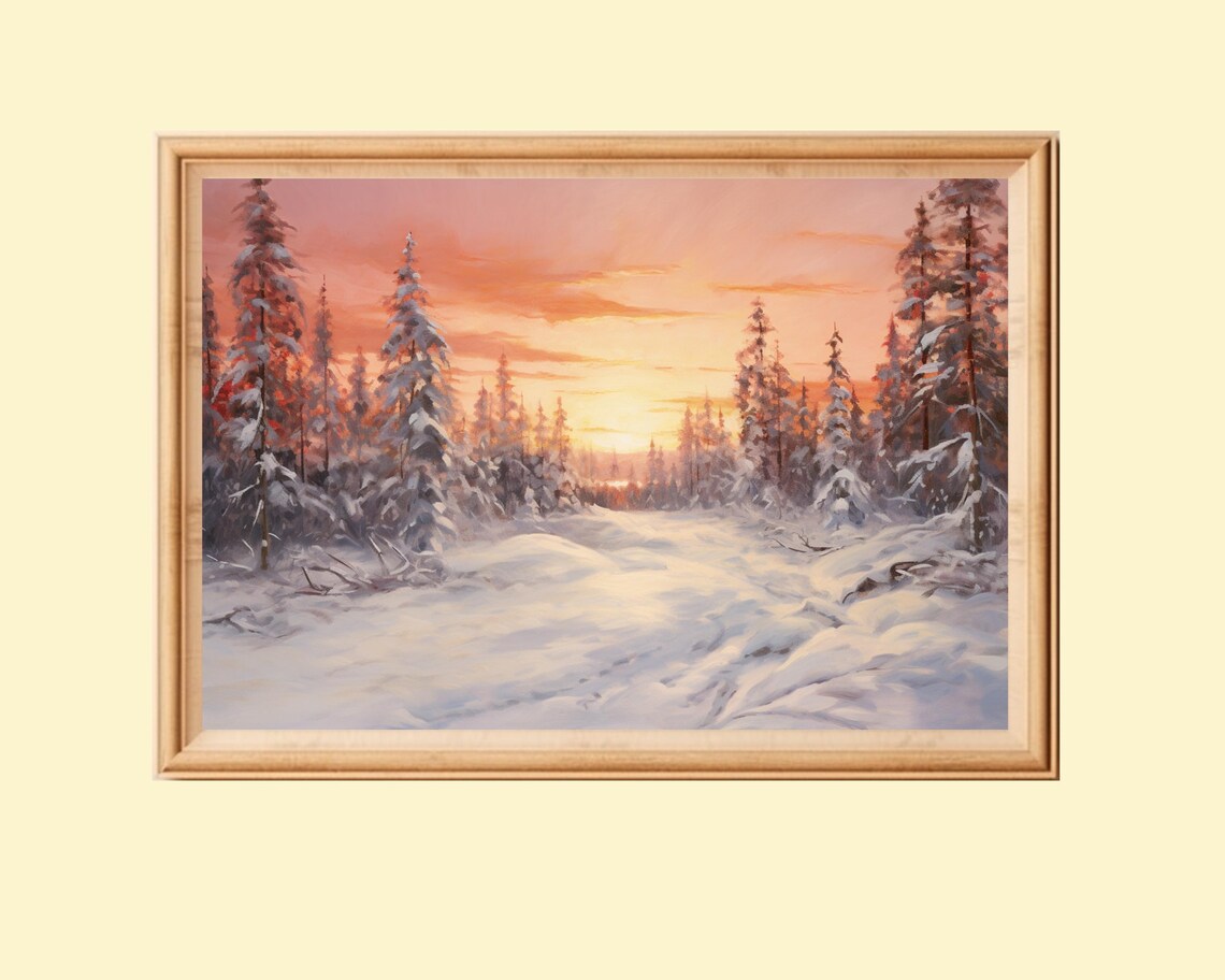 Winter Forest Art Print, Rustic Winter Landscape
