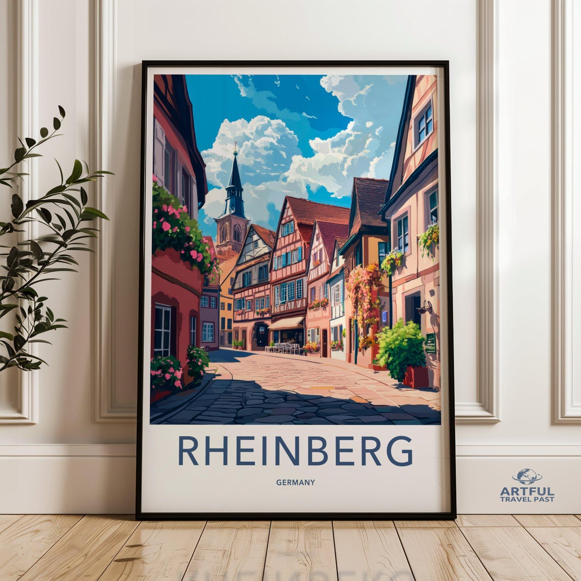 Rheinberg Germany Historic Town Vintage European Travel Poster