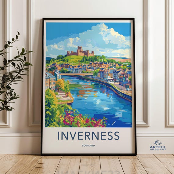 Inverness Scotland Wall Art Scenic Castle View Print Vibrant Cityscape Poster Highland Landscape Decor River