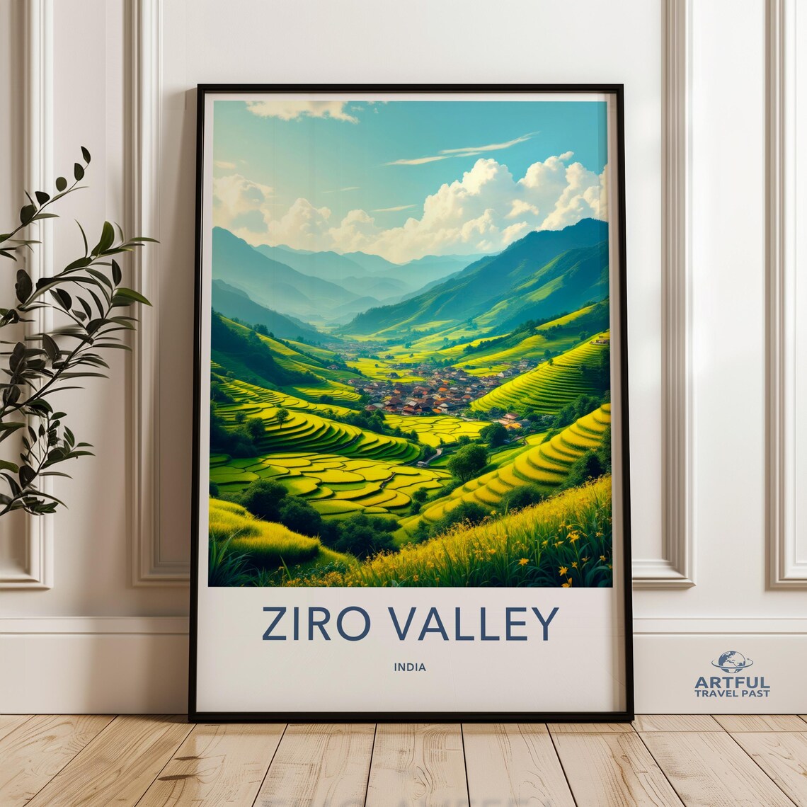 Ziro Valley India Emerald Rice Terraces Mountain Valley Art Poster