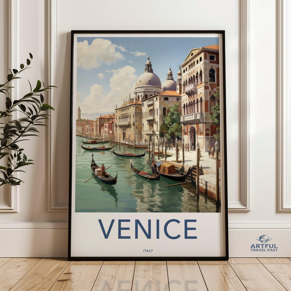 Venice Italy Wall Art Print Gondolas Canal Architectures Italian Cityscape Artwork Historical Poster Travel Gift Decor