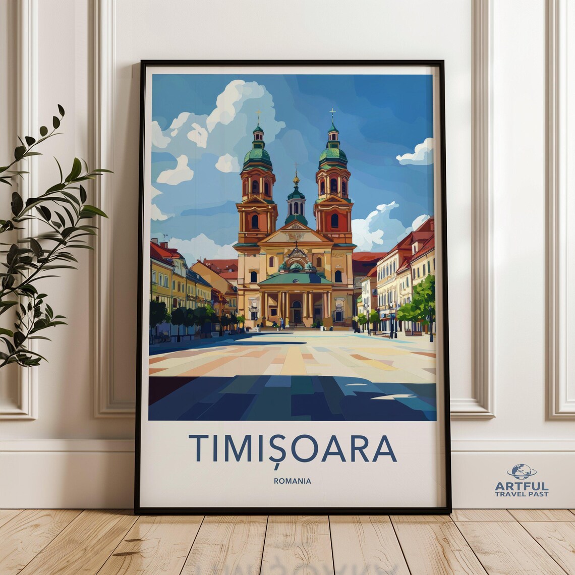 Timisoara Romania Cathedral Green Dome City Europe Travel Poster