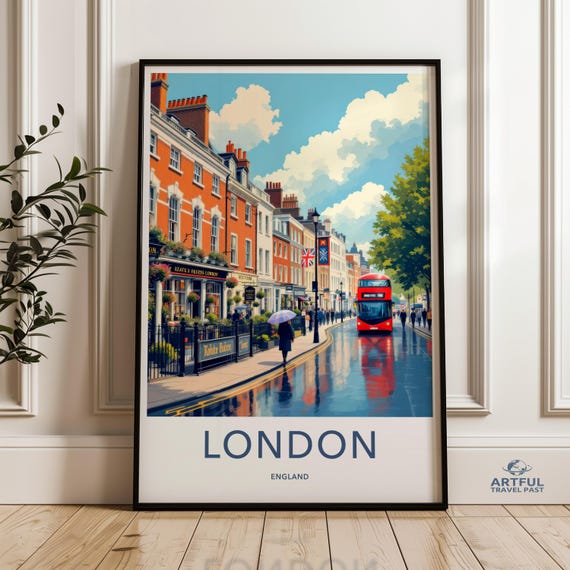London Cityscape Wall Art Print Street View Poster England Urban Decor Travel Souvenir Modern City