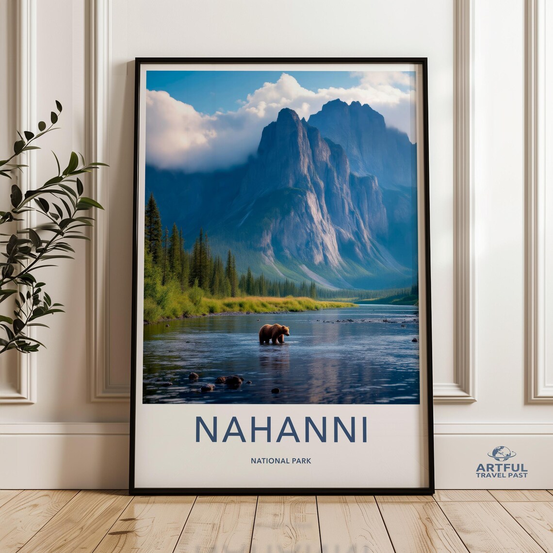 Nahanni National Park Bear Wading River Wilderness Travel Poster