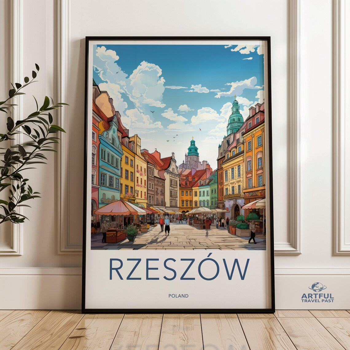Rzeszw Poland Wall Art Historic Polish City Print Colorful Townscape Decor Architecture And Culture Poster Travel Souvenir