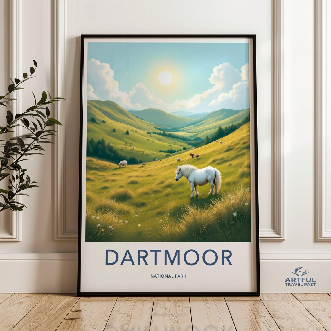 Dartmoor National Park Pony Moorland Travel Poster England Countryside Art Decor