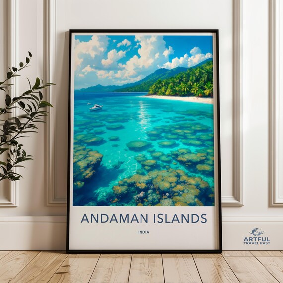 Andaman Islands India Coral Reef Beach Turquoise Travel Poster