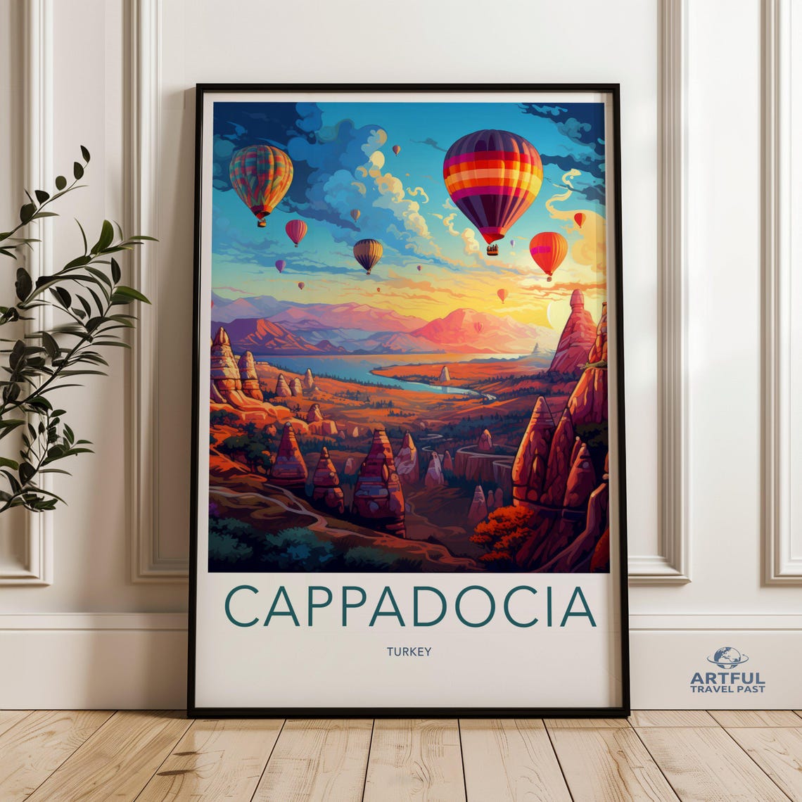 Cappadocia Turkey Hot Air Balloons Over Fairy Chimneys Poster