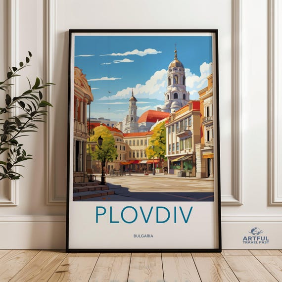 Plovdiv Bulgaria Wall Art European Cityscape Poster Travel Destination Print Vintage Architecture Artwork Scenic Home Decor