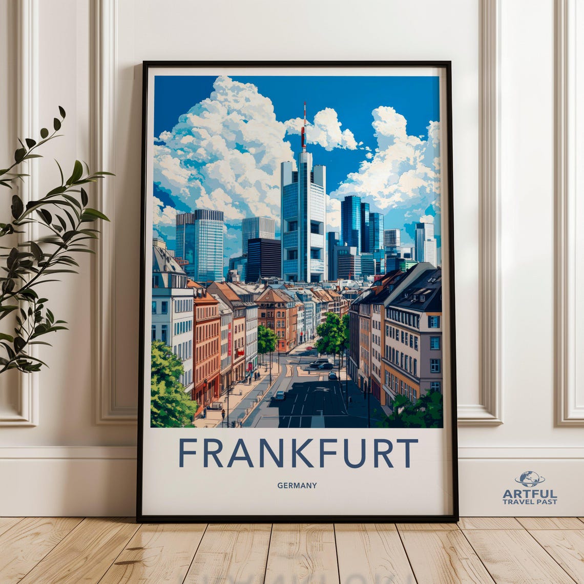Frankfurt Germany Towering Modern Skyline Cityscape Travel Poster