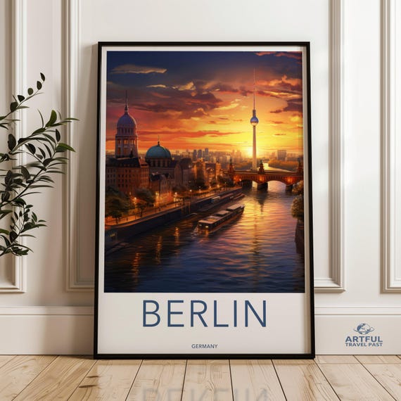 Berlin Skyline At Sunset Wall Art Cityscape Print European City View Decor Urban Landscape Poster