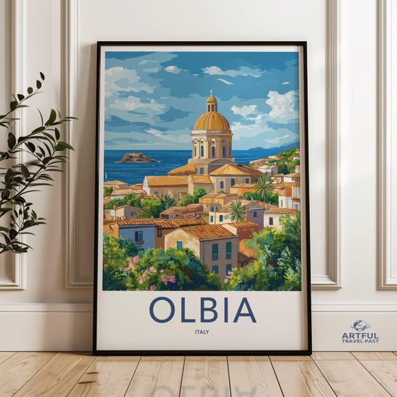 Olbia Italy Wall Art Coastal Italian Cityscape Print Mediterranean Travel Decor Scenery Poster Vibrant Landscape