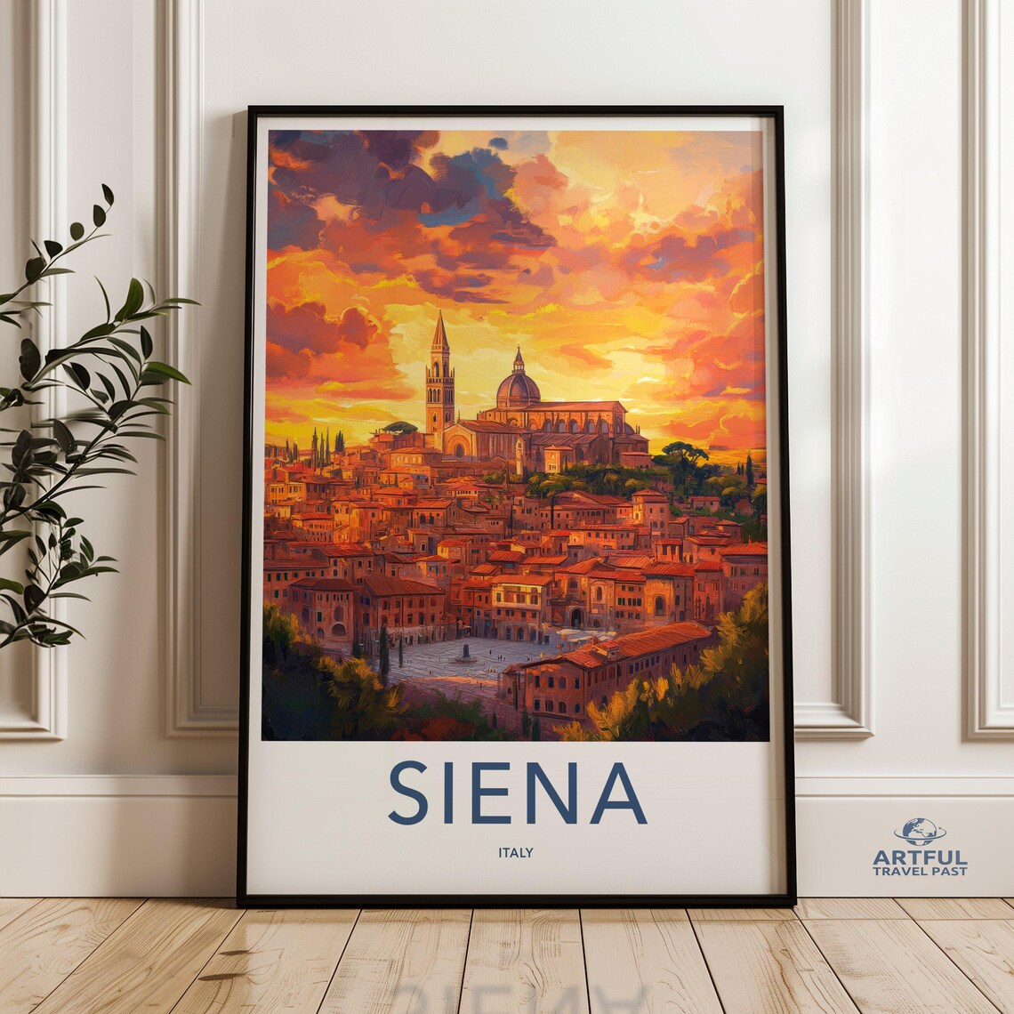 Siena Italy Sunset Cathedral Old Town Tuscan City Travel Poster