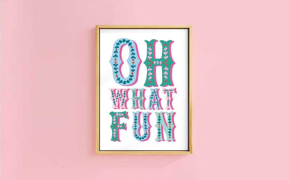 Oh What Fun Fairground Marquee Letters Pastel Holiday Poster