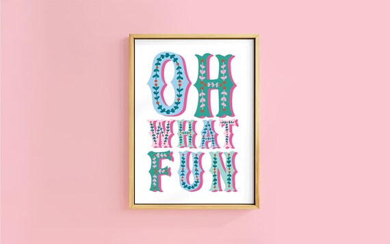 Oh What Fun Fairground Marquee Letters Pastel Holiday Poster