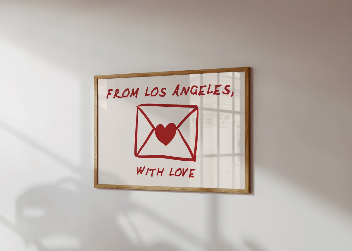 From Los Angeles With Love Red Envelope Heart Romantic Art Poster - Image 4