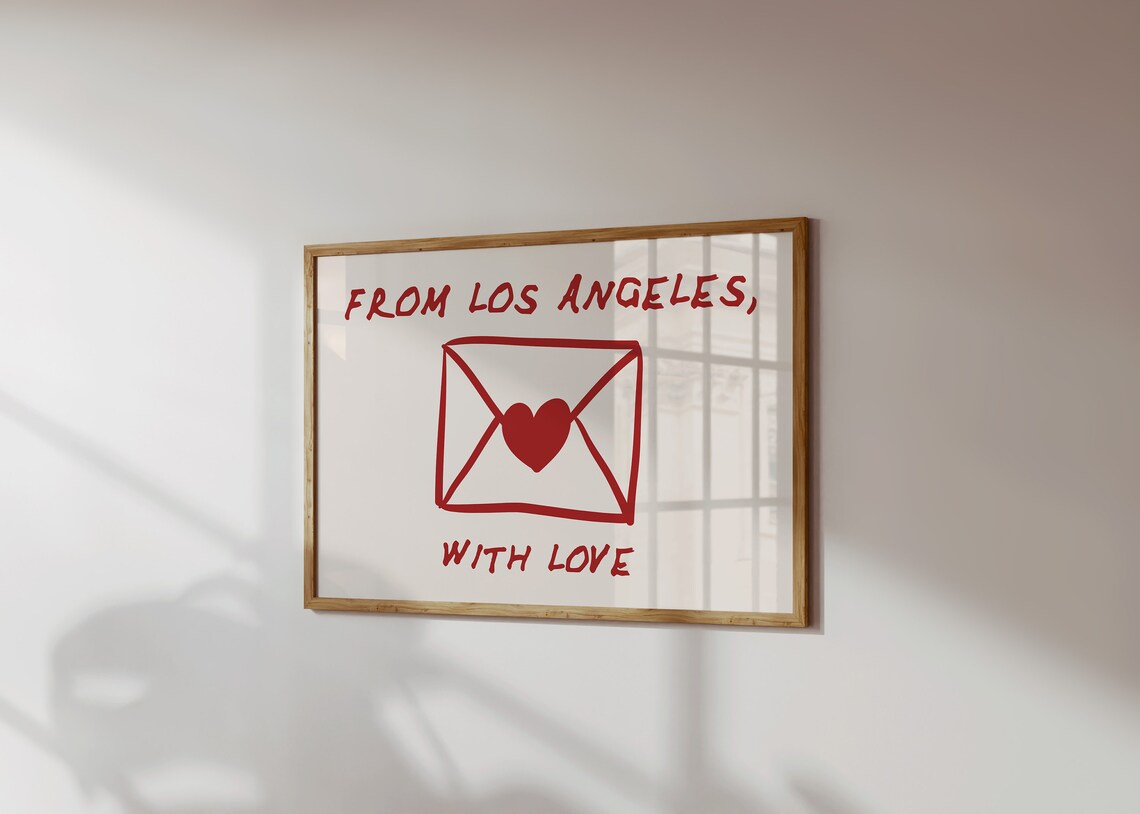 Love Letter Print Trendy Horizontal Print Los Angeles Poster Retro Print Minimalist Decor Aesthetic Living Room Art Los Angeles Art Print - Image 4