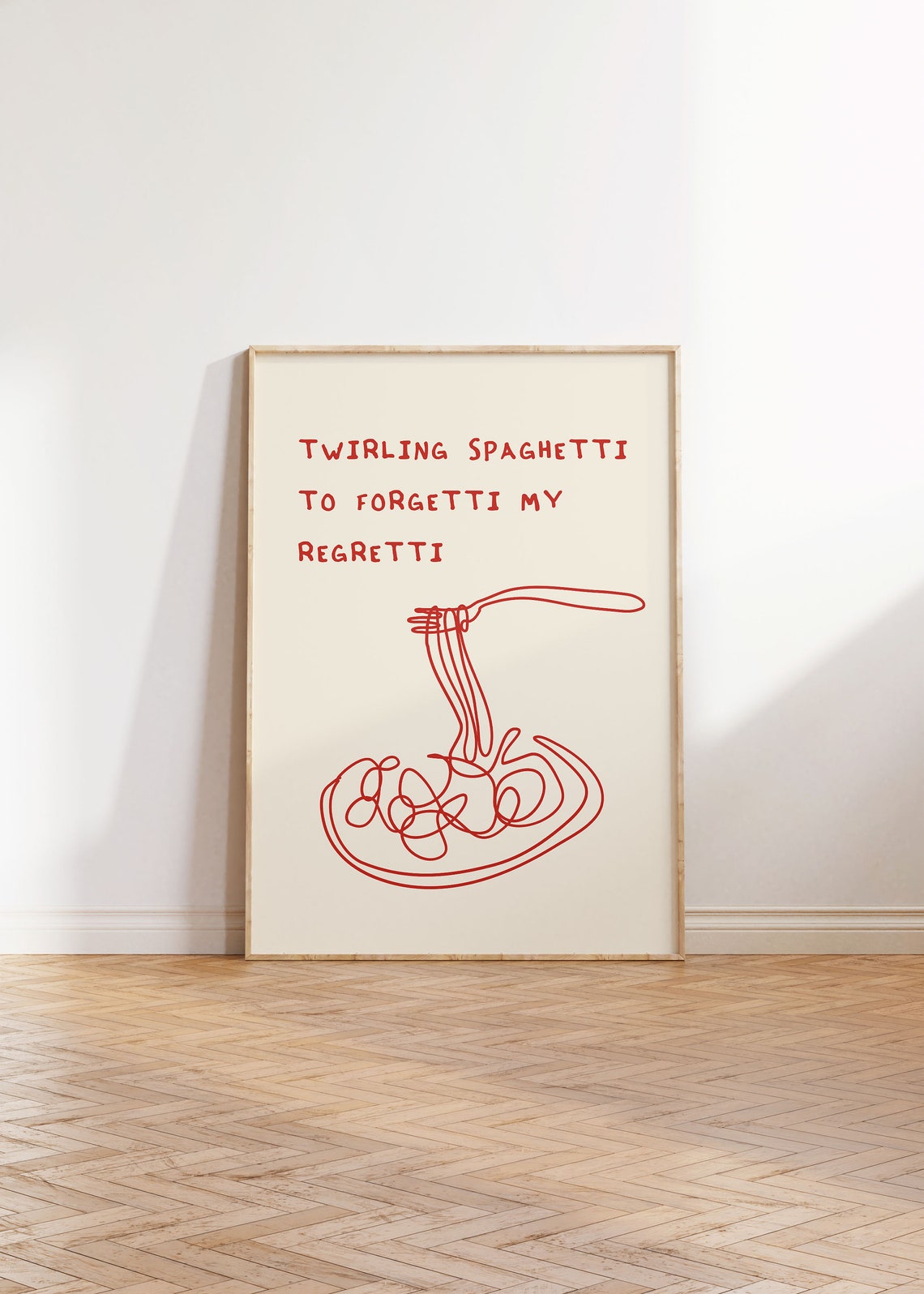 Twirling Spaghetti to Forgetti My Regretti Funny Pasta Poster - Image 3