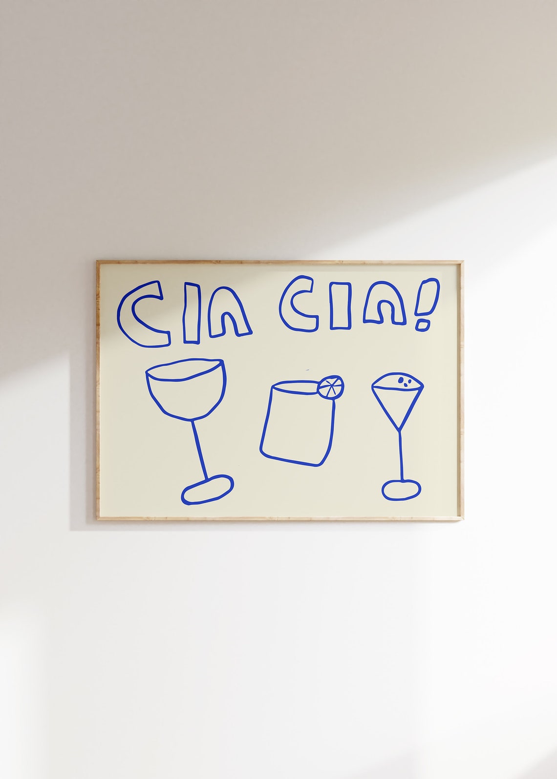 Cin Cin Blue Cocktail Glasses Italian Cheers Home Bar Decor Poster - Image 3