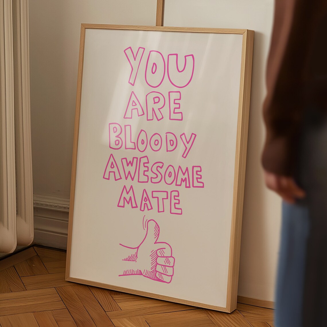 You Are Bloody Awesome Mate Pink Outline Quote Friendship Poster - Image 4