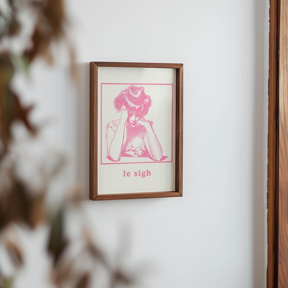 Funny Le Sigh Pink Weary Woman Vintage French Quote Art Print - Image 3