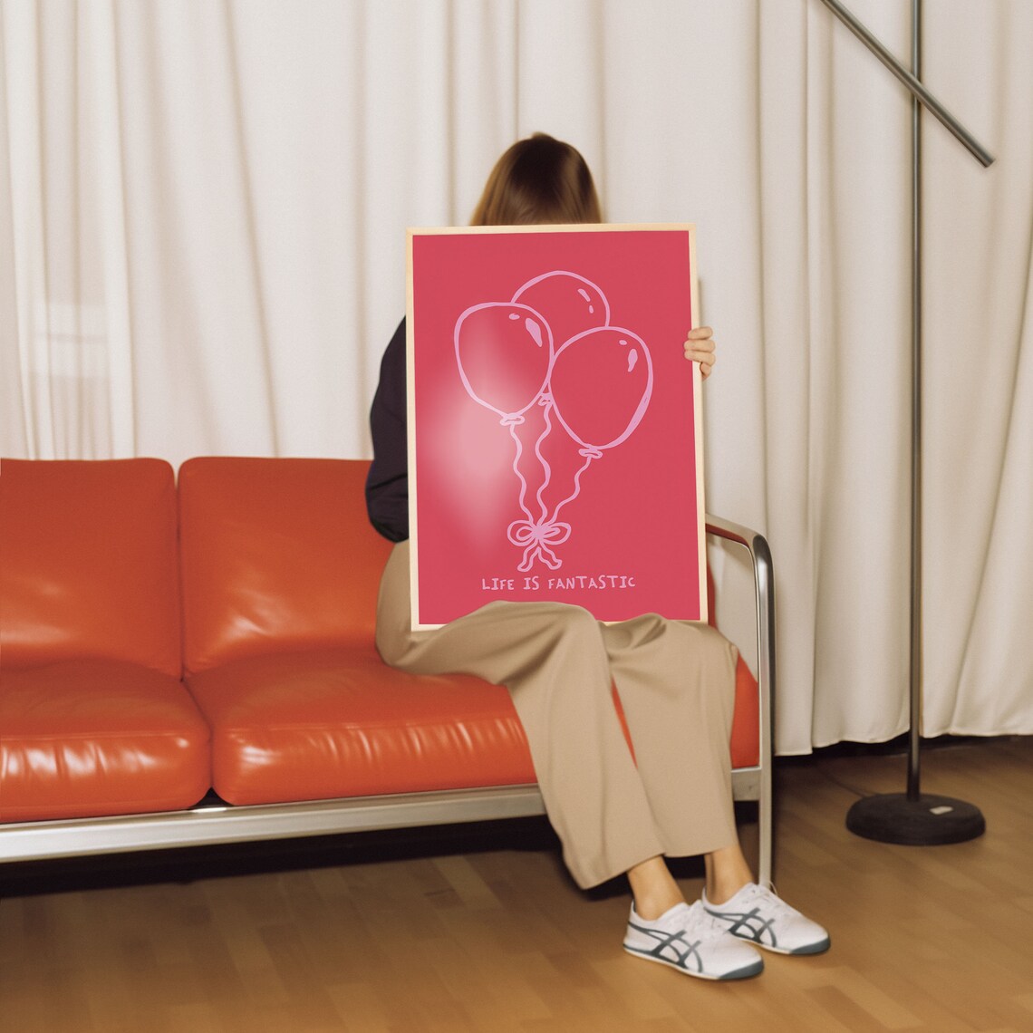 Life Is Fantastic Pink Balloons Birthday Party Celebration Poster - Image 4
