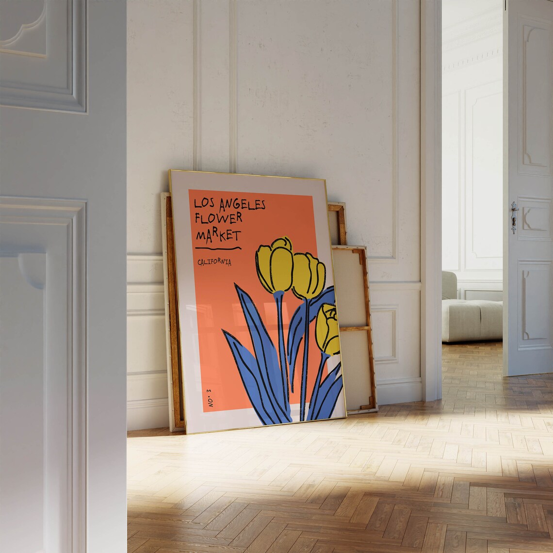 Los Angeles Flower Market California Bold Tulip Orange Art Poster - Image 5