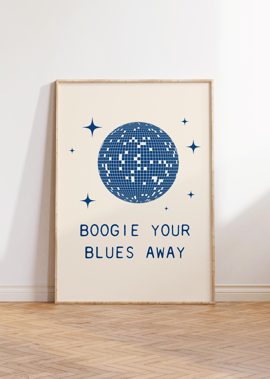 Boogie Your Blues Away Retro 70s Disco Ball Party Quote Poster