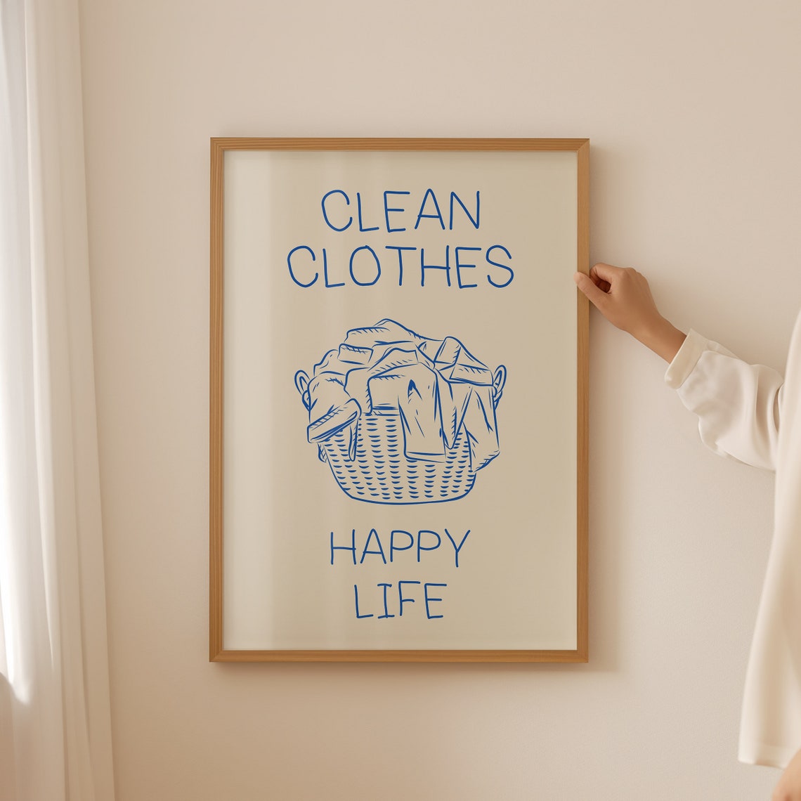 Clean Clothes Happy Life Laundry Basket Blue Room Quote Poster - Image 3