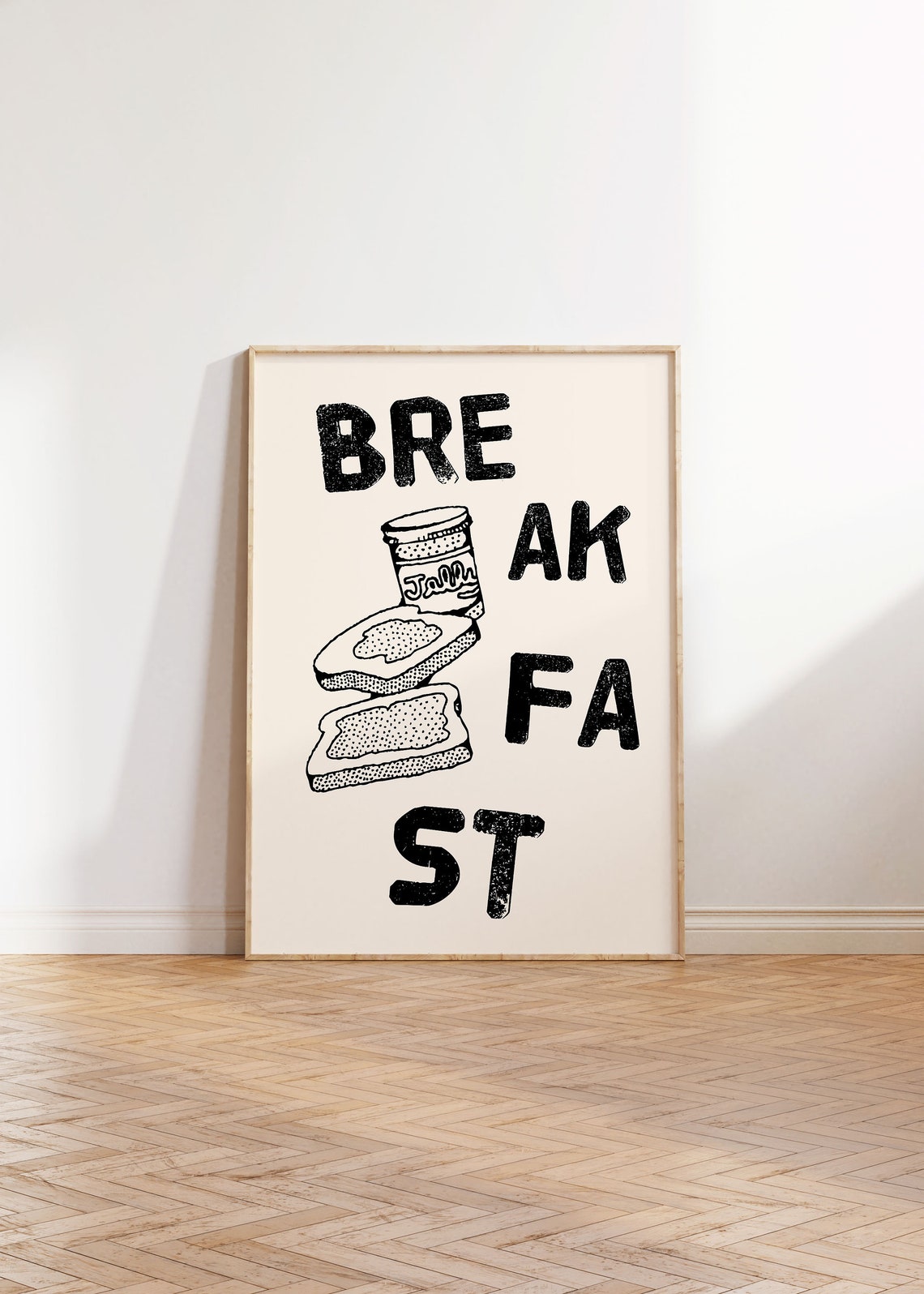 Break Fast Split Lettering Jam Jar Toast Vintage Kitchen Poster - Image 3