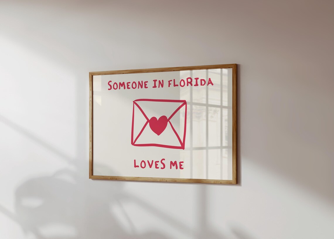 Someone In Florida Loves Me Love Letter Heart Envelope Poster - Image 3