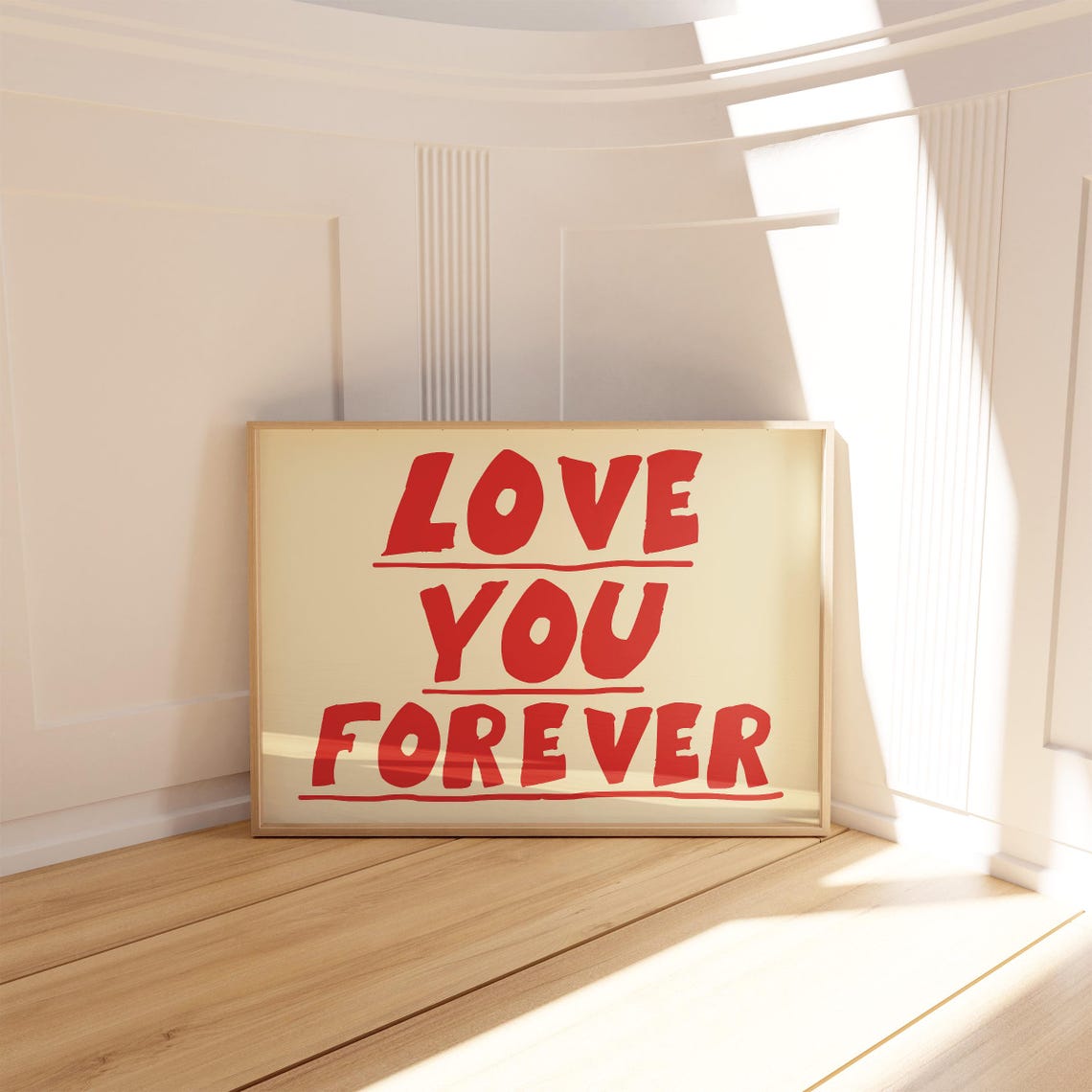 Love You Forever Bold Red Typography Retro Romantic Bedroom Poster - Image 2