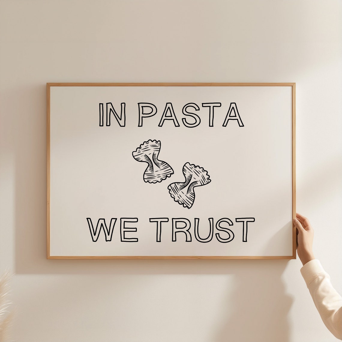 In Pasta We Trust Funny Farfalle Italian Pasta Quote Kitchen Poster - Image 5