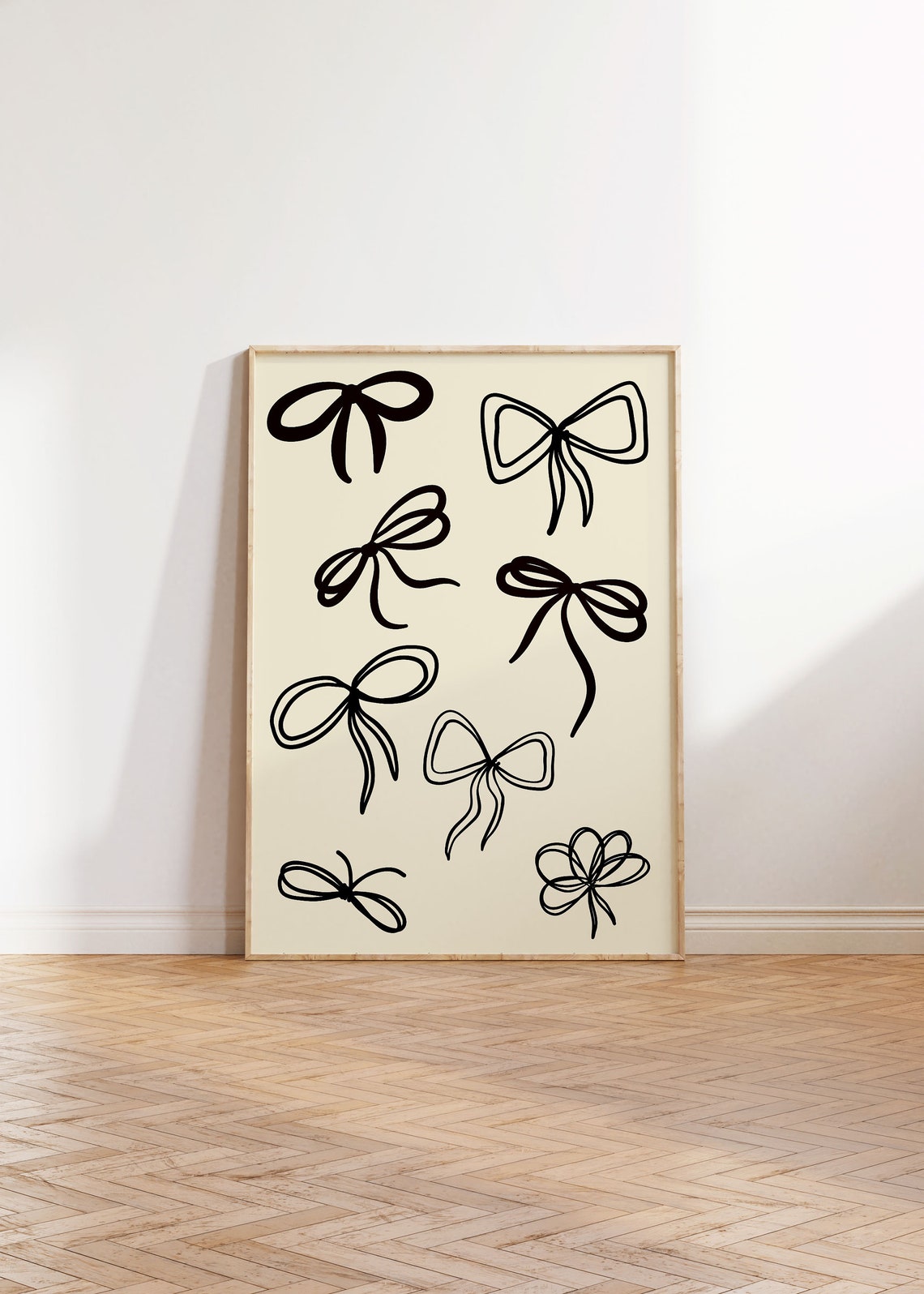 Black Bow Collage Trendy Minimal Line Art Coquette Poster Decor - Image 2