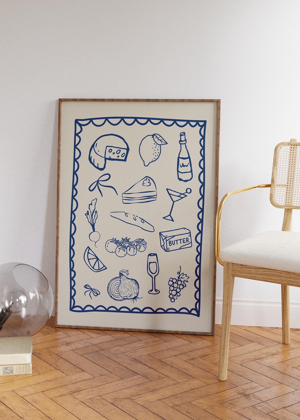 Dinner Party Vintage Food Poster, Wine And Cheese Print - Image 3
