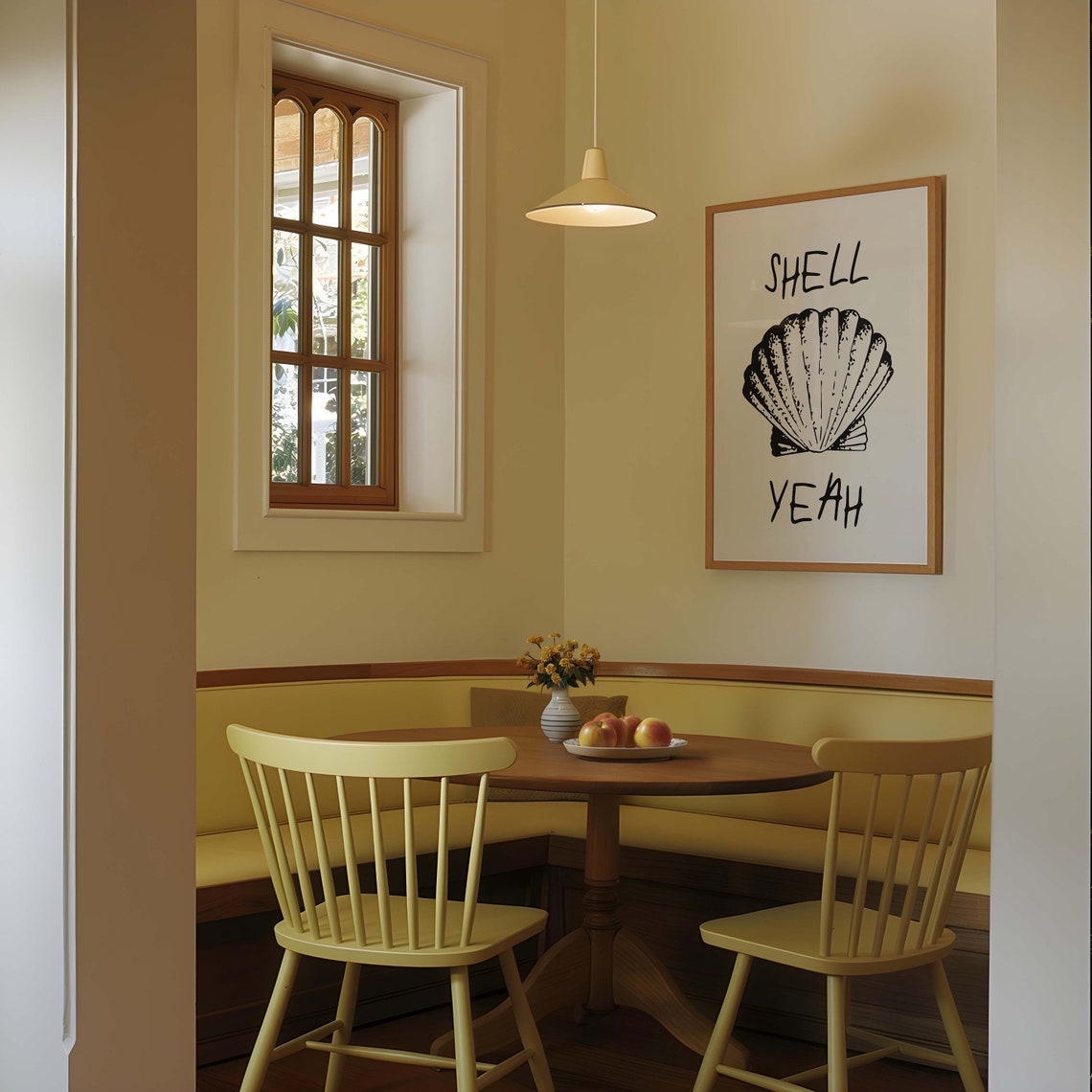 Shell Yeah Black Scallop Shell Coastal Quote Kitchen Decor Poster - Image 2